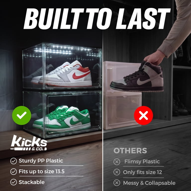 Kicks & Co XL Clear Plastic Stackable Shoe Storage Box for