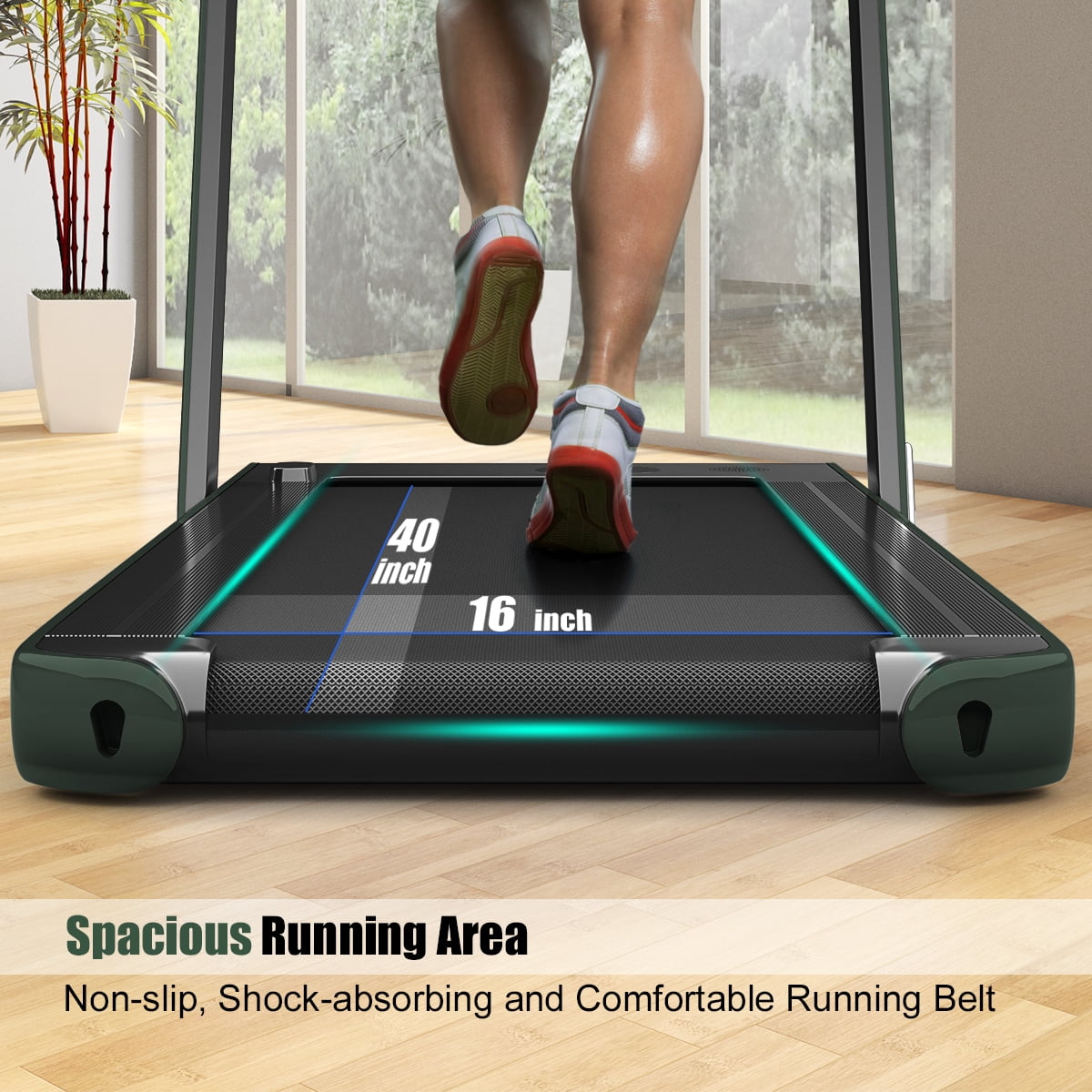 Gymax 2 in 1 Folding Treadmill 2.25HP Running Machine w/ Dual Display Green