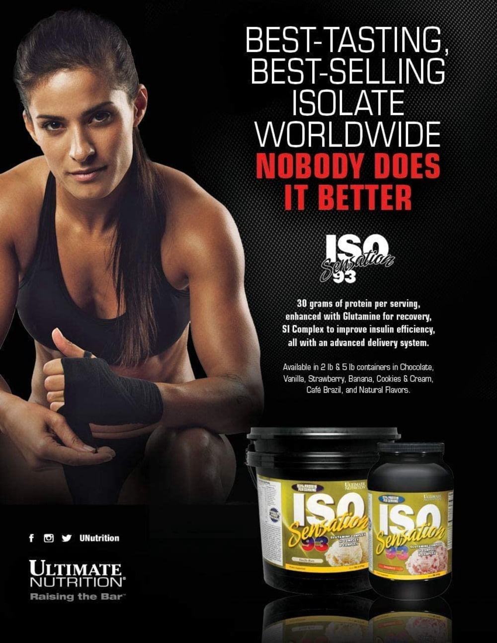 Ultimate Nutrition Iso Sensation 93 with Glutamine ,Whey Protein Isolate Powder-30 Grams of Protein-5lb