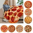 thumbnail image 2 of Soft and Warm Cozy Flannel Tortilla Pizza Blanket, Round Shape Wool Sofa Plaid Plush Bedspread Sheet, Winter Throw Blankets (picture color,Diameter 120cm), 2 of 7