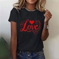 thumbnail image 2 of mihongmao Valentine Plus Size Tops for Women Ladies' Valentine's Day Printed Round Neck Short Sleeved T-shirt Loose Casual Black L, 2 of 5