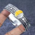 thumbnail image 2 of Natural Bumble Bee Jasper Gemstone 925 Sterling Silver Cuff Bangle 7.5", 2 of 2