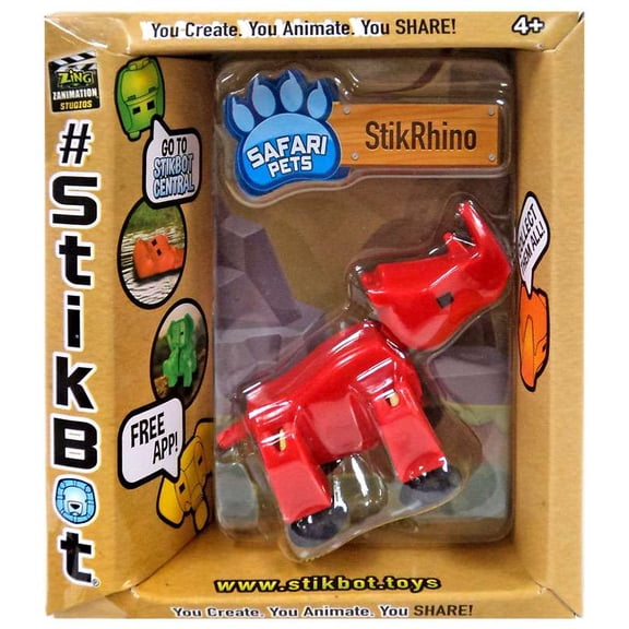 Stikbot Safari Pets StikRhino Figure [Solid Red]