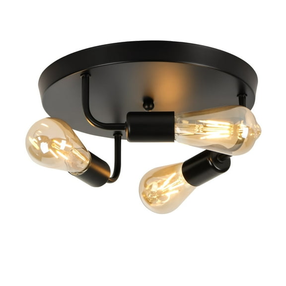 HALIGATE Flush Mount Ceiling Light Fixture,3-Light Ceiling Light Fixture for Hallway, Black Hallway Light Fixtures Ceiling,Light Fixtures Ceiling Mount for Kitchen,Farmhouse,Hall (1 Pack) (12inch)