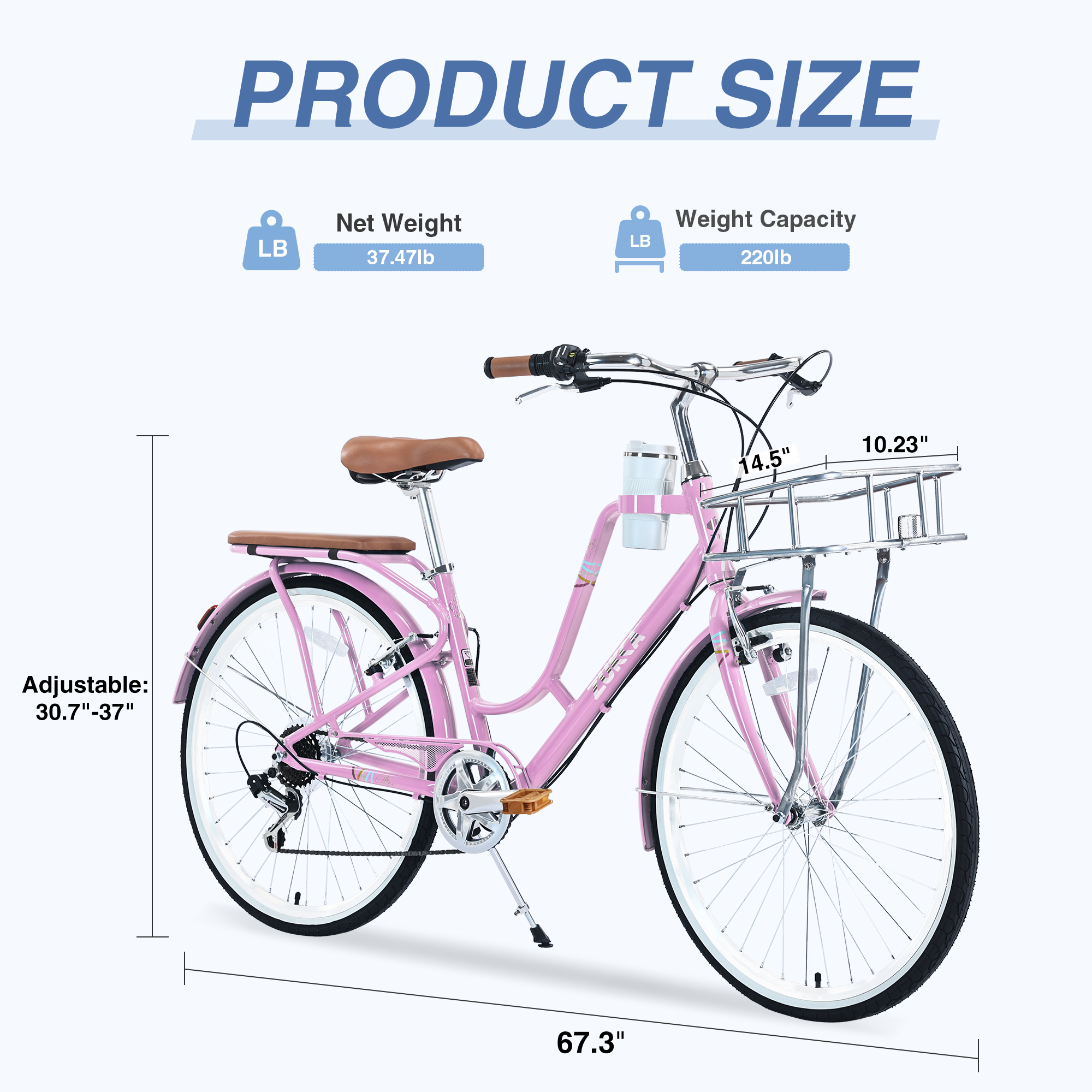 fracka⭐︎ Zukka Adult Beach Comfort Cruiser Bike, Ladies 26 inch, Step