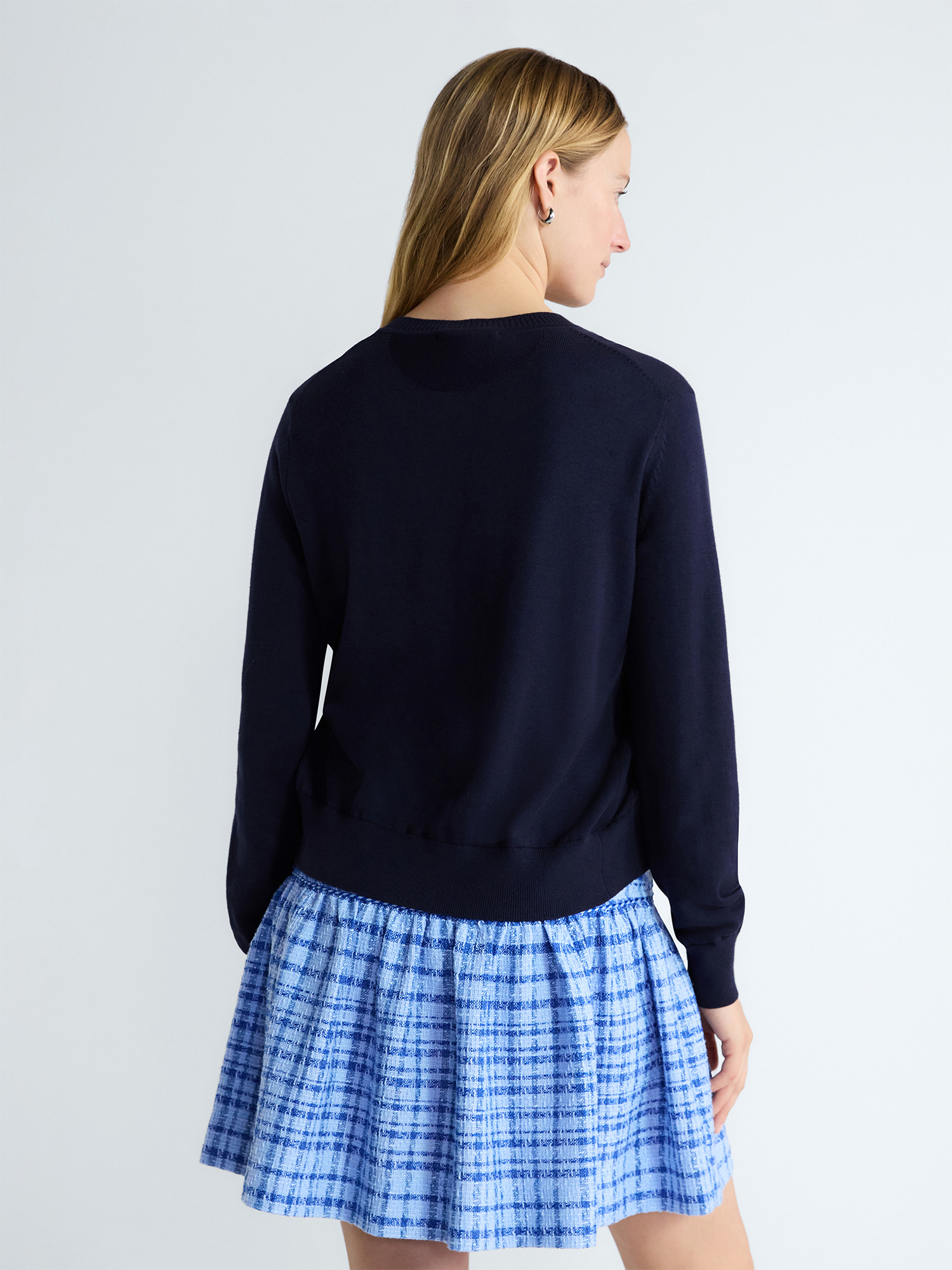 Free Assembly Women's Classic Cardigan, Blue photo 3