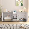 thumbnail image 6 of 55” Wooden Large Double Cat Litter Box Enclosure Furniture with Hidden Litter Filter for 2 Cats,White, 6 of 8