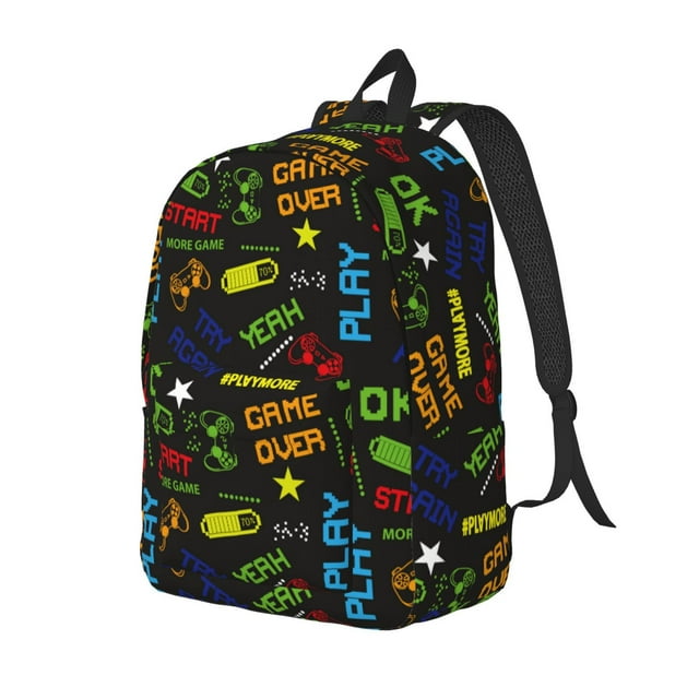 Saiise Pixel Game Print Laptop Backpack - Adjustable Shoulder Straps, Water-Resistant, Large Capacity, Stylish Design, Unisex for School, Office, Travel-Small