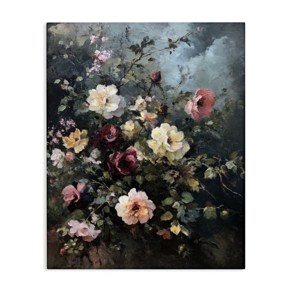 Stupell Industries Moody Dark Bouquet Plants & Flowers Painting Wrapped Canvas Art Print Wall Art, 16 x 20