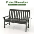 thumbnail image 3 of Gymax Garden Bench All-Weather HDPE 2-Person Outdoor Bench for Front Porch Backyard Black, 3 of 10