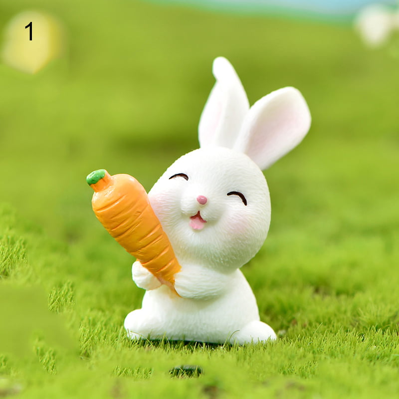 Miniature Decoration Cute Animal Cartoon Bunny Carrot Rabbit House Cute  Rabbit Gardening Plant Resin Accessories New 