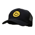 thumbnail image 2 of Winking Smiley Face Patched Solid Cotton Twill 5 panel Mesh Back Cap - Black OSFM, 2 of 5