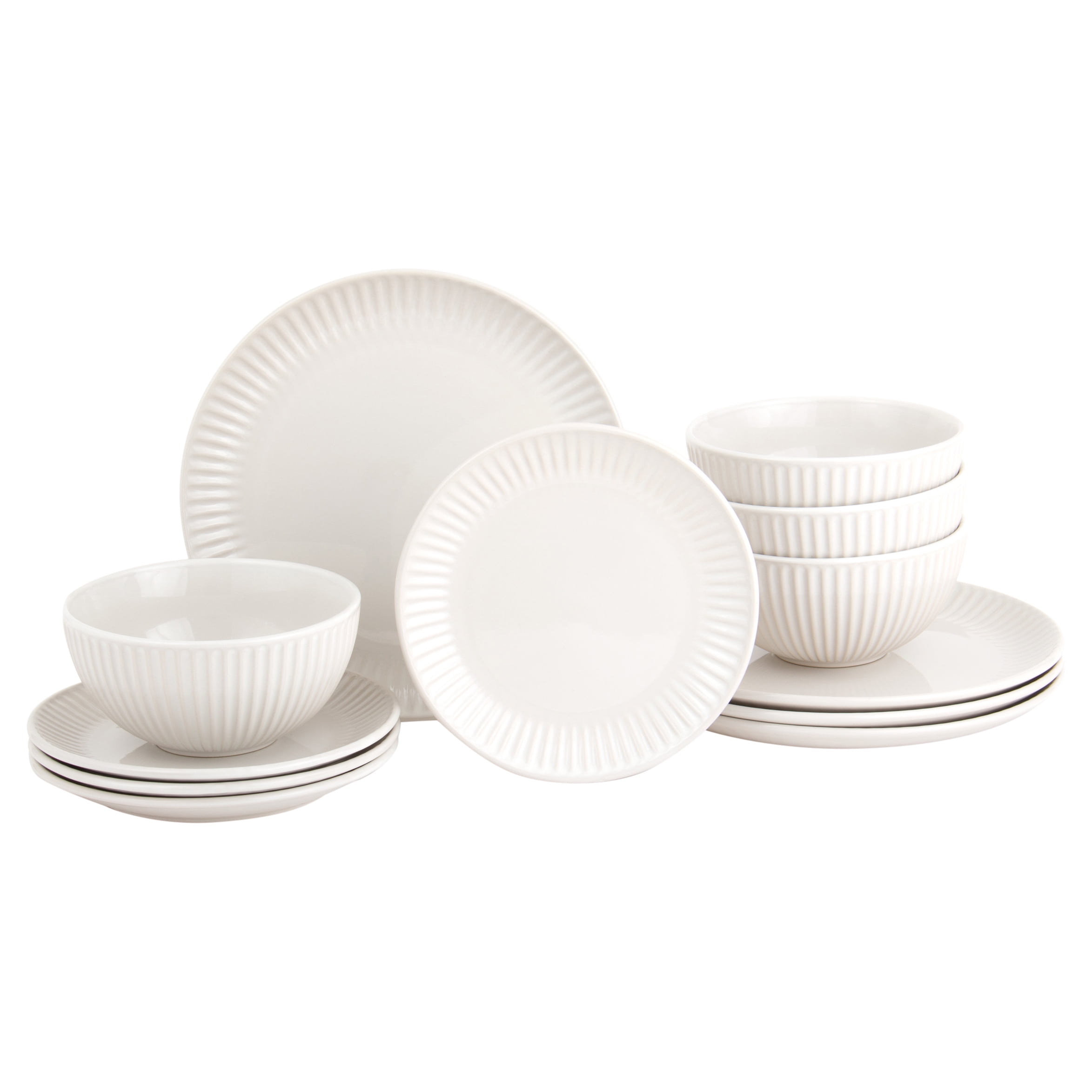 SANGO Whittle White 12Pc Set Dinnerware