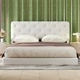 thumbnail image 4 of Harper & Bright Designs Queen Size Tufted Upholstered Floor, PU Platform Bed Frame with Foam-Filled Headboard for Bedroom, White, 4 of 13