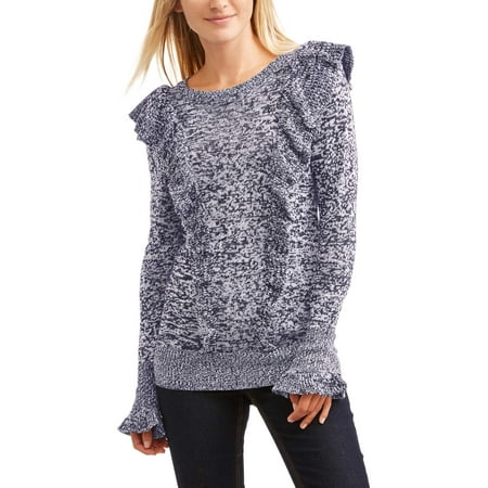 Sezzit Women's Ruffle Front Sweater