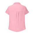 thumbnail image 6 of UACY Girls Casual Cotton Linen Button Down Short Sleeve Shirts Solid Summer Beach Blouses Tops with Pocket (Pink, 6-7 Years), 6 of 7