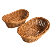GETAJGHSD Brown Imitation Rattan Woven Baskets for Storage Use Set of 2 Plastic Baskets 7.87x4.72x5.51 Inches