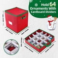 thumbnail image 3 of Non Woven Red And Green Christmas Storage Box With 64 Compartments, 3 of 7