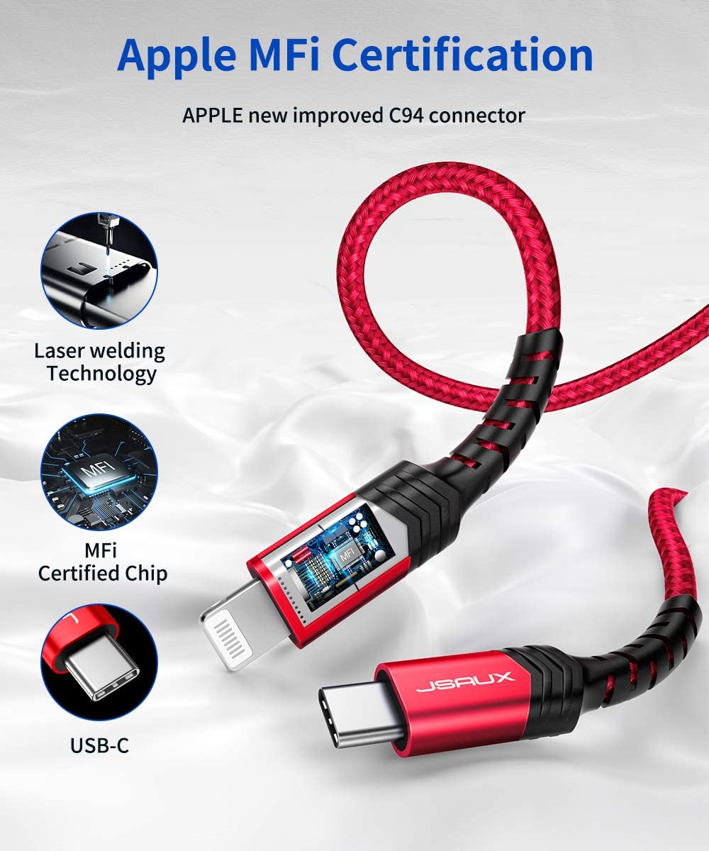 Cshidworld USB-C to Lightning Cable 3-Pack, MFi Certified, Fast Charging photo 6