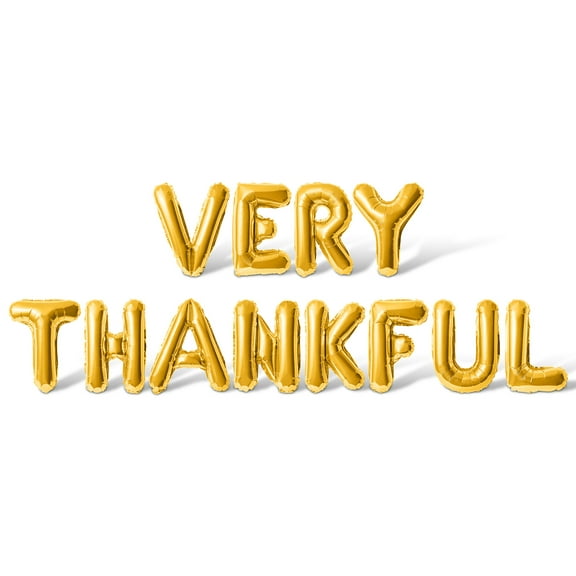 Letter Balloons - VERY THANKFUL 16" Inch Alphabet Letters Foil Mylar Balloon Thanksgiving Party Banner (Gold)