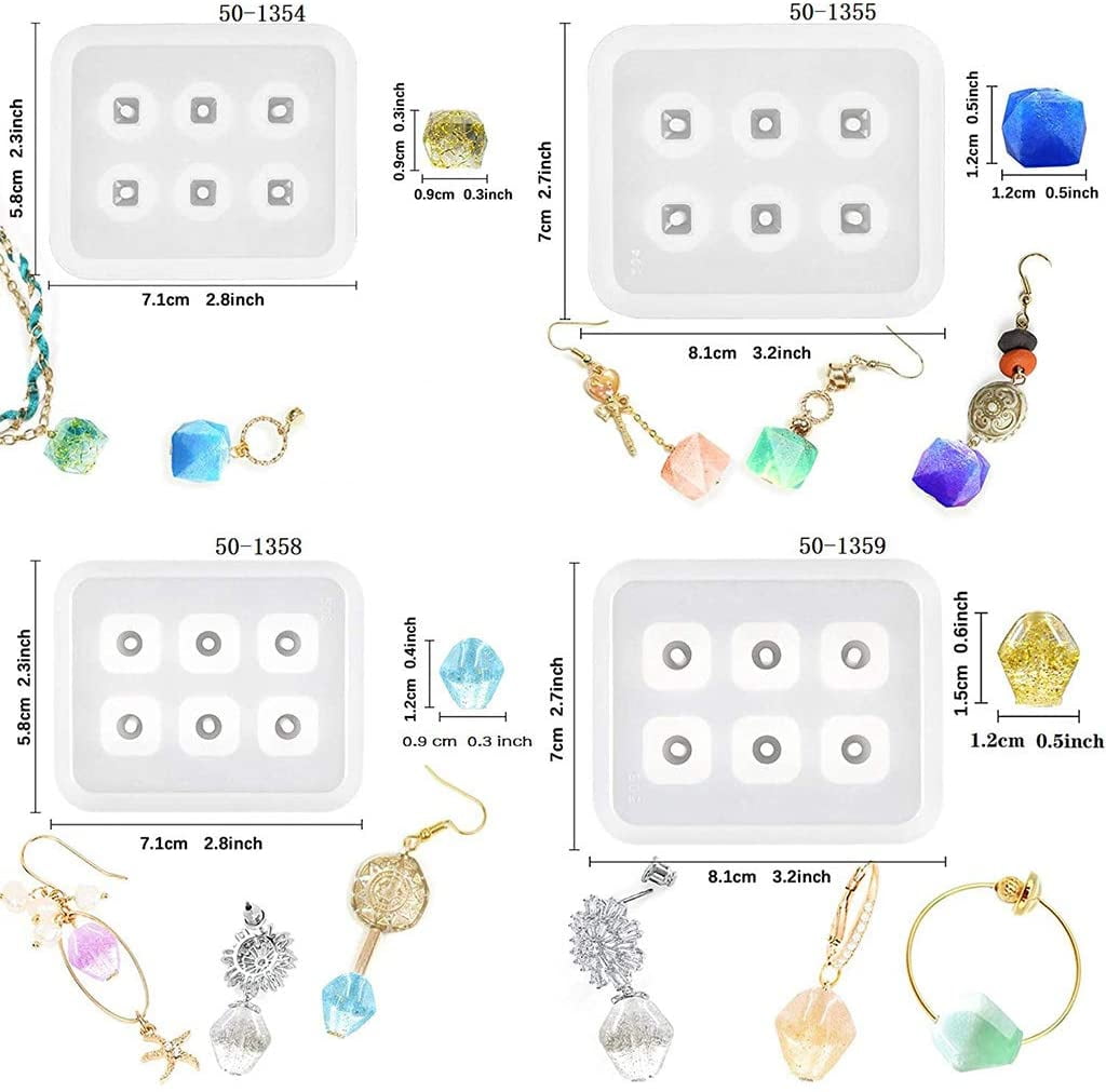 12 Pcs/Set DIY Crystal Epoxy Resin Mold Bracelet Necklace Beaded Silicone Mould Resin Casting,DIY Jewelry Holder,Home Decoration