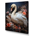 thumbnail image 2 of Designart "Swan Serenade in Pink and White Blooms I" Animals Canvas Wall Art - Traditional White Swans Entryway Wall Art Print, 2 of 6