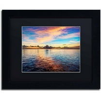 Trademark Fine Art "Caribbean Sunset" Canvas Art by David Ayash, Black Matte, Black Frame