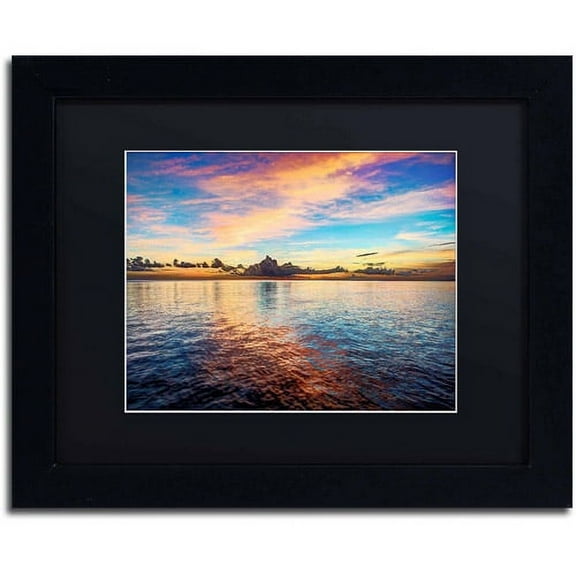 Trademark Fine Art "Caribbean Sunset" Canvas Art by David Ayash, Black Matte, Black Frame