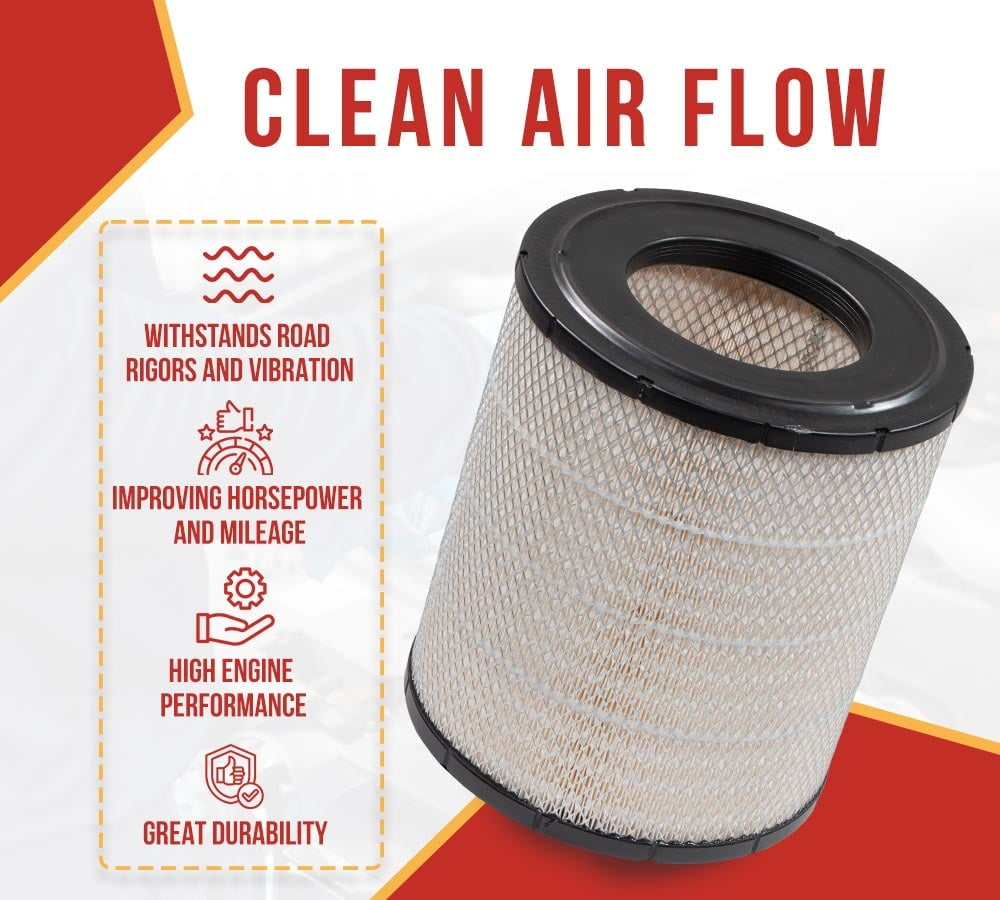4 Pack P527682 Engine Air Filter | Compatible with Freightliner Columbia, Century Class, Argosy, Condor, Coronado. Replaces AF25139M AF4908, P185069, LAF1849, RS3518, AF2120, 46556