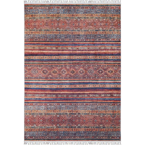 Milomlyn Red Modern Polyester Area Rugs for Living Room Washable Rugs Boho Moroccan Area Rug Soft Geometric Bohemian Carpet Distressed Indoor Rug for Bedroom Dining Room Office Nonslip Rug