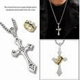 thumbnail image 4 of Belong Your's Jewelry 925 Sterling Silver Crown Cross Necklace For Women And Men - Retro Crucifix Of Thorns Pendant, Jesus Christ Cross Chain With Diadem, 4 of 7
