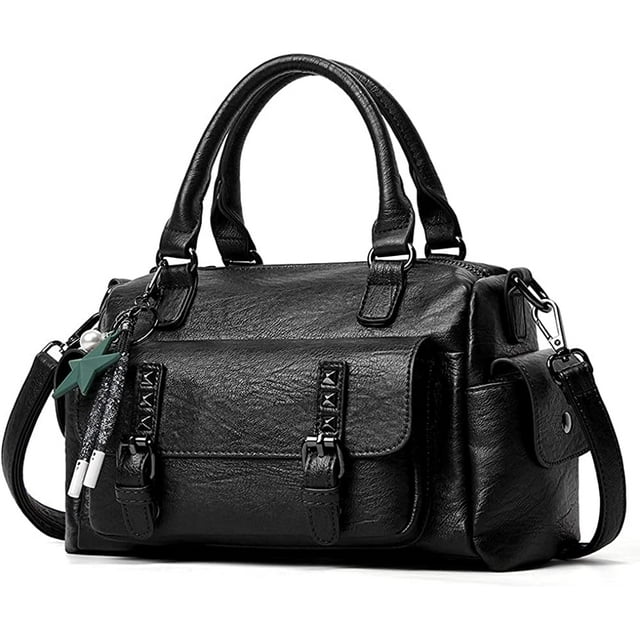 LHSHID Faux Leather Shoulder Bag for Women Flap Handbag Willow Nail Crossbody Bag Large Capacity Purse Retro Satchel