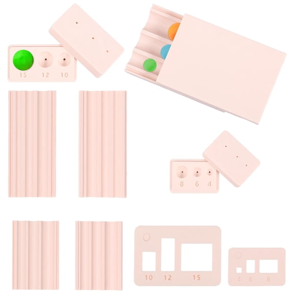 LINFANG 2 Pcs Polymer Clay Bead Roller with 2 Polymer Clay Bead Hole Maker and 2 Measuring Tool for Uniform Earring Pendants and Craft Projects