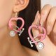 thumbnail image 1 of Love earrings for female doctors and nurses medical color stethoscope shaped wooden earrings jewelry Couple jewelry Valentine's Day gift, 1 of 5