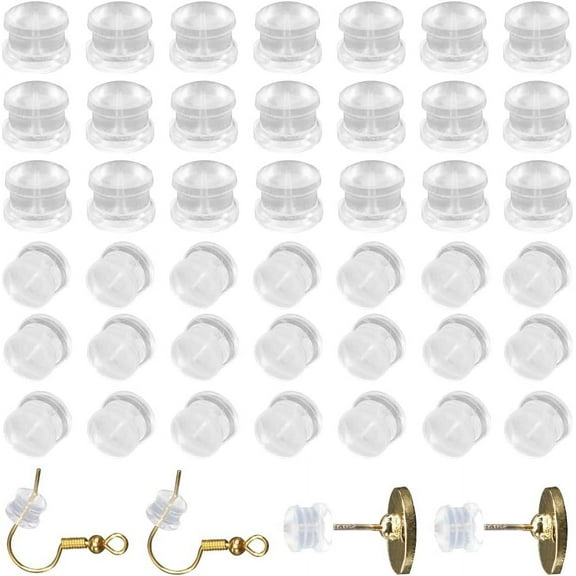 200Pcs Column Earring Backs Silicone Back Earring Stoppers Clear Small Full Covered Earring Nuts Transparent Soft Safety Earring Backs for Studs Jewelry Making Supplies DIY Crafts Beginner DIY