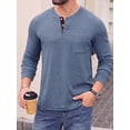 thumbnail image 5 of JWD Mens Long Sleeve Henley Shirt Casual Button Neck T Shirt Soft Lightweight Crew Neck Tee with Chest Pocket Blue L, 5 of 6