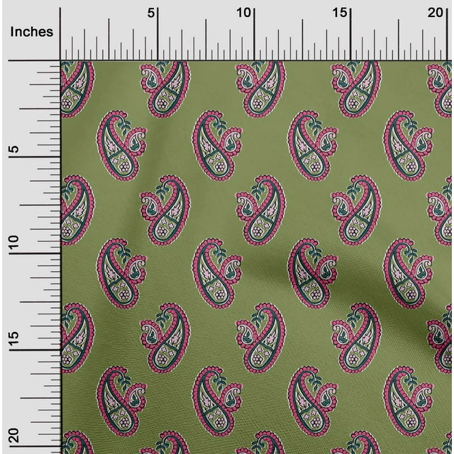 oneOone Tissu Georgette Viscose Imprimé Bloc Paisley au Mètre 42 Pouces de Large