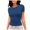 F455 Navy, variant on Likimi Womens Tops Slim Fit Short Sleeve Crew Neck Solid Color Breathable Comfort T Shirts Army Green Size L