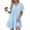 Sky Blue, variant on Qiopertar Women's V-Neck Pleated Loose Dress Casual Short Sleeve Solid Color Summer Vacation Beach Travel Boho Relaxed Flowy Maxi Dress, White S