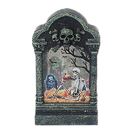 

SANAG Halloween Tombstone Light Multipurpose Skull Head Tombstone Lamp Battery Powered 7 Light Color Changing LED Night Light for Home Festival Party