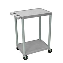 Luxor 300 lb. 24" x 18" 2-Shelf Grey Utility Cart