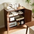 thumbnail image 4 of Hommoo 31.5" Modern Wooden Wavy Buffet Sideboard Accent Storage Cabinet, Curved Contour Design Sideboard Buffet Cabinet,Walnut, 4 of 7