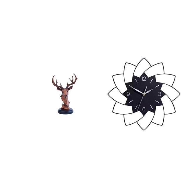Reloj de pared acrílico con forma de cabeza de ciervo, figura decorativa con forma de flor, estatua de animal colgante, silencioso, para interiores, d