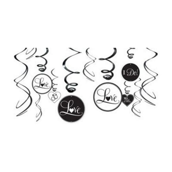 amscan Value Pack Foil Swirl Decorations - Black | Wedding and Engagement Party