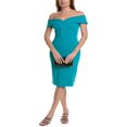 thumbnail image 1 of Joseph Ribkoff womens Likely Off-The-Shoulder Sheath Dress  8  Blue, 1 of 3