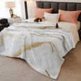 thumbnail image 2 of Modern White Gold Throw Blanket, Flannel Fleece Blanket with Striped Design for Couch, Abstract Marble Geometric Soft Breathable All Season Plush Blankets for Loveseat Sofa Bed 60"x80", 2 of 9