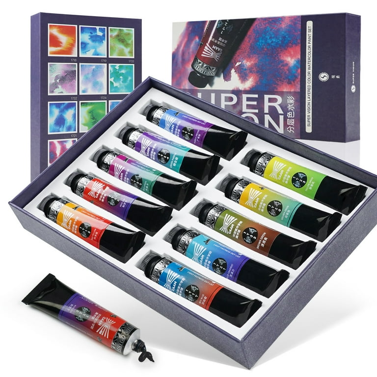 SUPER VISION Artist Watercolor Paints Tube, Set of 10 Colors