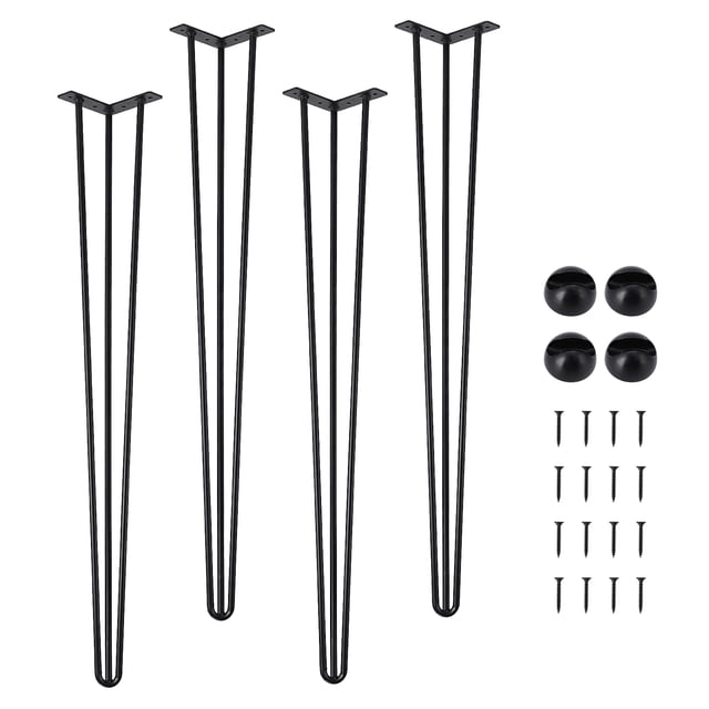 Patas de Mesa de Pelo de Acero Carbono de 34", Carga 900 LBS, Antióxido, Fácil Instalación, Protecciones de Goma