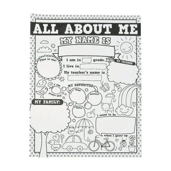 Color Your Own Doodle All About Me Poster - Craft Kits - 30 Pieces