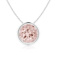 thumbnail image 1 of Angara Collier en Morganite Naturelle - Pendentif Solitaire Rond avec Lunette de 1,65 ct en Or Blanc 14K pour Femmes, 1 of 8